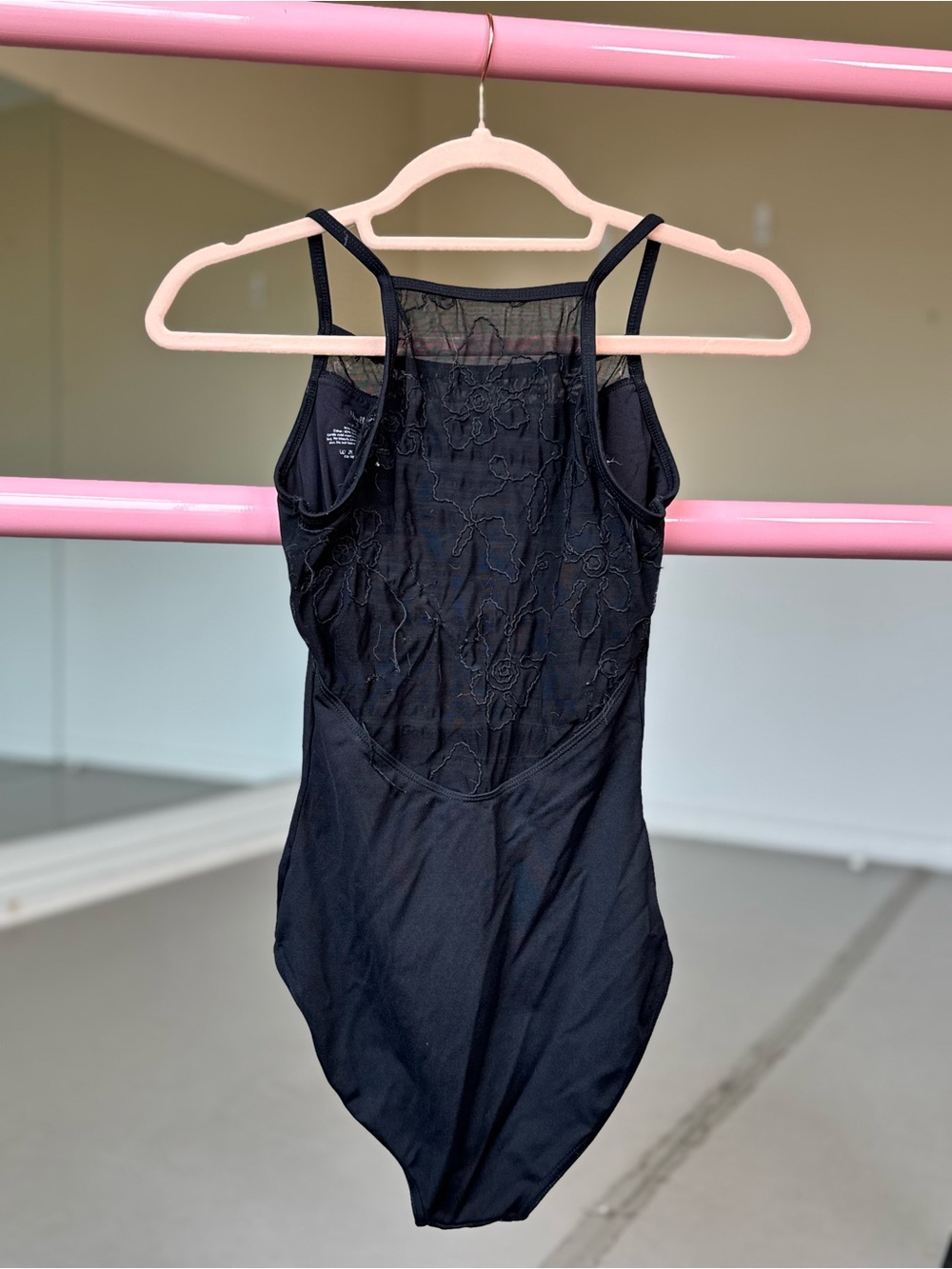 Mirella Black Lace Mesh Dance Leotard - Picture 4 of 7